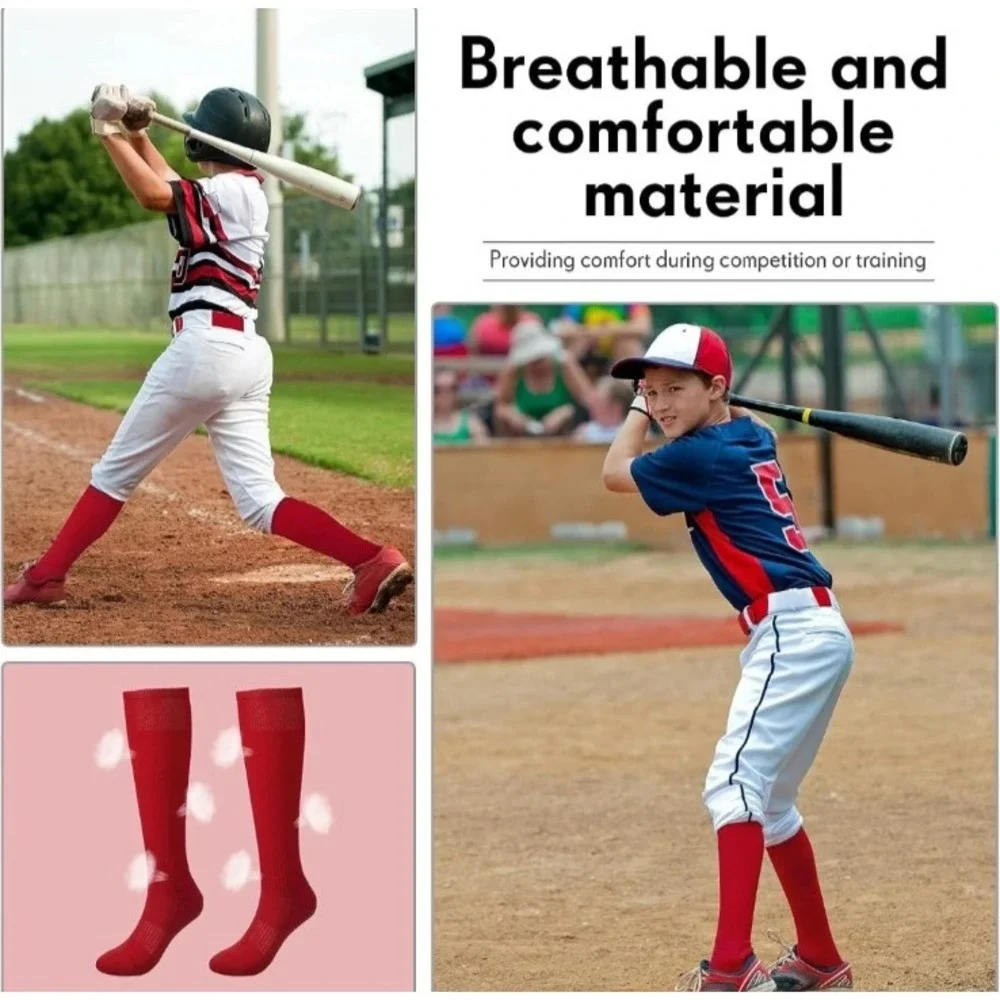 Youth Adjustable Baseball Belt & 3 pair Socks Red New Little League